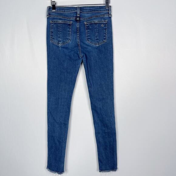 Rag & Bone Womens 27 The Skinny Jeans in La Paz Medium Wash Ripped Distressed - Picture 2 of 12